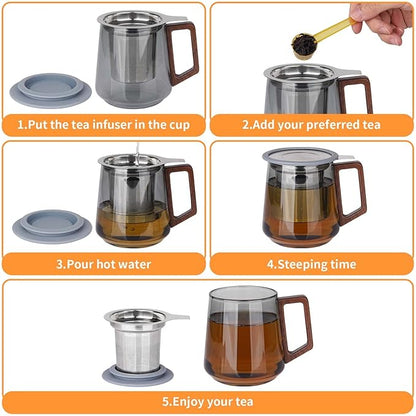 Vaincre Extra Fine Mesh Tea Infuser/Strainer, Stainless Steel Loose Leaf Tea Steeper/Diffuser with Large Capacity Basket and Lid, Fits Teapots, Mugs, Cups