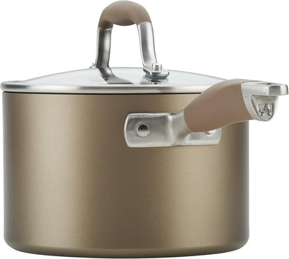 Anolon Advanced Home Hard Anodized Nonstick Cookware Set, Non Stick Pots and Pan Set, 9-Piece, Bronze