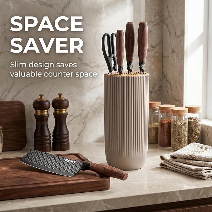 Knife Set, 8 Pieces Kitchen knife Set with Healthy Anti-Rust Coating, Stainless Steel Professional Chef Knife Set with Block, Sharp Kitchen Knives Set with Block for Home Cooking, Dishwasher Safe