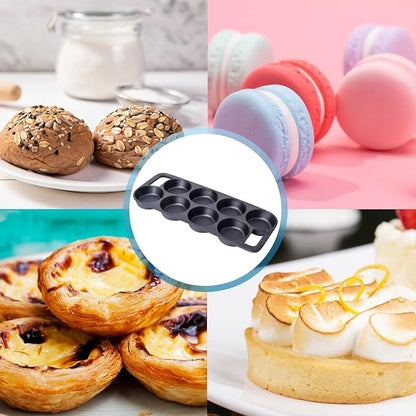 YOLOPLUS+ Pre-seasoned Cast Iron Muffin Pan with Heat Resistant Gloves，16 Inch 8 Cups Biscuit Pan with Handle for Biscuits, Cupcake,Muffins, and Scones