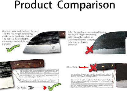 Chinese Chef's Knife and Meat Cleaver Knife,Forged Kitchen Knife Butcher Handmade Forged Stainless Steel Utility Chef Knife with Full-Tang Dalbergia Cochinchinensis Handle for Home, Kitchen & Restaura