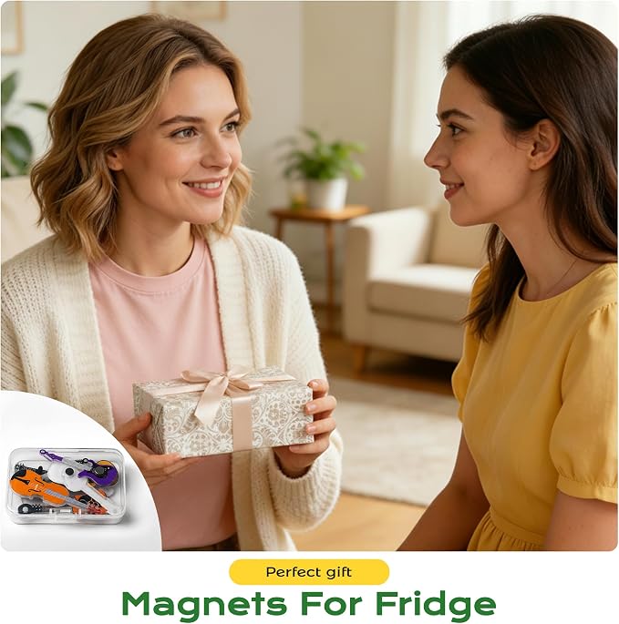 Renmxj 8 Pcs Mini Guitar Magnets for Fridge, Cute Tiny Decorative Fridge Magnets, for Kitchen Refrigerator Office Locker Decoration(Multicolor)