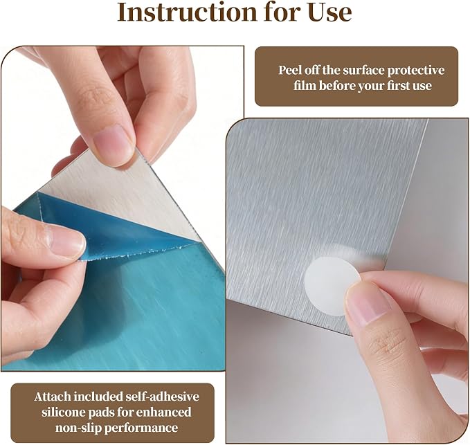 2-Piece Stainless Steel Cutting Board with Lip, 16" x 12" Kitchen Chopping Boards for Countertop, Double-Sided Food-Grade Metal Cutting Board, L-Shaped Edge Chopping Mats for Kitchen Prep & Baking