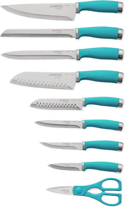 Hampton Forge Epicure True Aqua Knife Block Set, 15 Piece