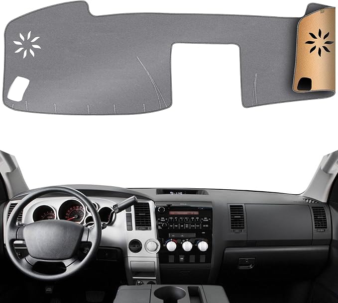 Dash Cover, Anti-Glare, Sun Protection, Dustproof, UV-Proof, Dashboard Covers, Interior Car Accessorie Fit for 2007-2013 to-yota Tundra, 2008-2017 to-yota Sequoia, Grey