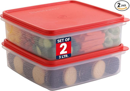 Plastic Storage Containers with Lids – 2-Pack 3L Cupcake Carrier – Leakproof Cookie Storage Containers Airtight – BPA-Free Plastic Containers with Lids for Food Storage, Meal Prep, Leftovers, Cupcakes