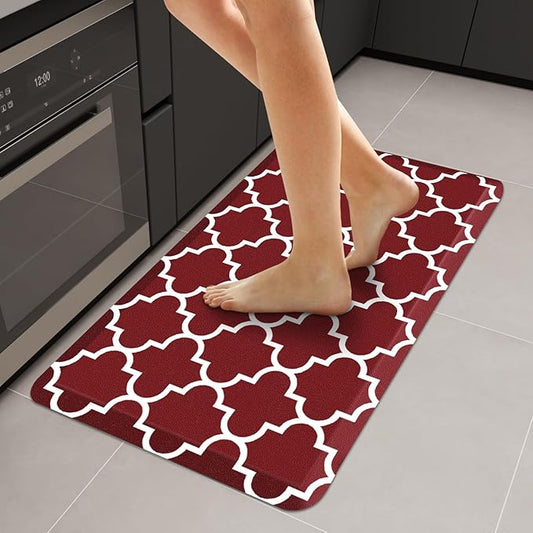 WISELIFE Anti Fatigue Floor Mat - 4/5 Inch Thick Kitchen Mat Non Slip Waterproof Heavy Duty Ergonomic Comfort Mat Durable for Home, Office, Sink, Laundry,(20" x 39", Red)
