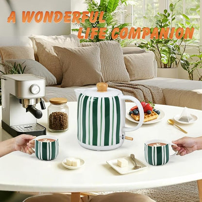 1.0-Liter Ceramic Electric Kettle, 1000W Rapid Boil, Tea Kettles Pot & Hot Water Boiler For Coffee & Tea, Teapot Auto Shut-Off, Boil-Dry Protection (A21)