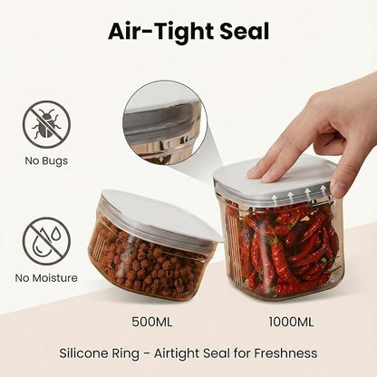 Airtight Food Storage Containers with Lids, 4 Pcs Set BPA Free Clear Sturdy Kitchen Pantry Organization Canisters for Herbs, Coffee, Tea - Keeps Food Fresh & Dry (Transparent-4pcs)