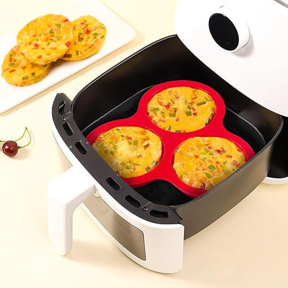 Puyeipt 2 Pack Air Fryer Muffin Top Pans, 4 Inch Jumbo Silicone Egg Molds for Breakfast Sandwiches, Egg Bites, Hamburger Buns, Tart, Pancake