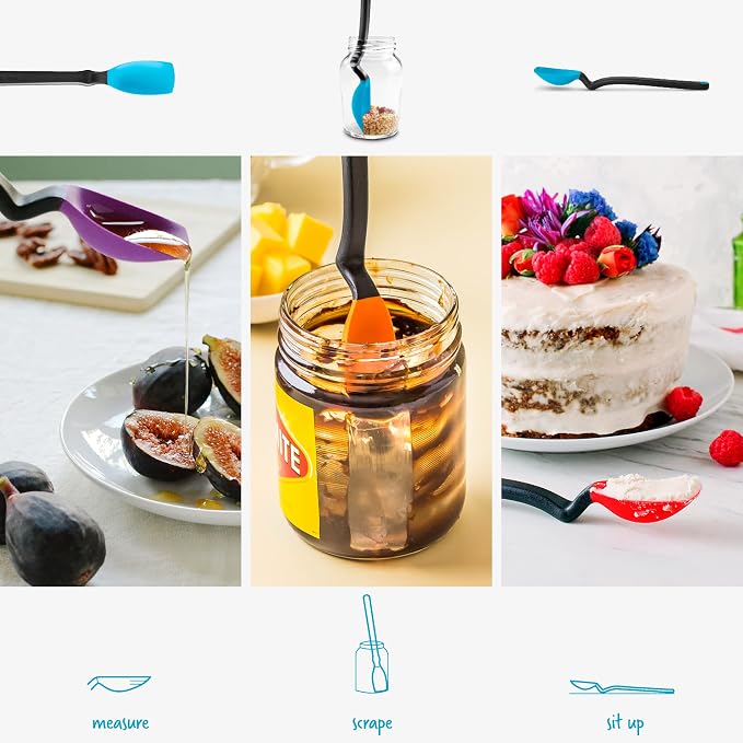 Dreamfarm Mini Supoon Non-Stick Sit-Up Silicone Scraping Cooking Spoon, Jar Scraper Measures 5ml Tsp - 8" Dreamfarm Blue