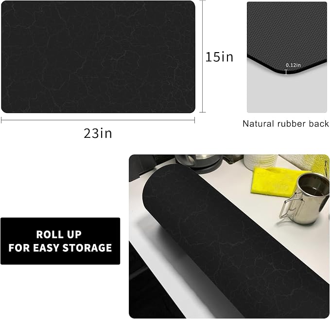 Coffee Bar Mat,Under Coffee Maker Mat,23"x15"Coffee Tray Mat Under Coffee Machine,Rubber Coffee Maker Mat,Under Appliance Mats,Silicone Hot Mat for Coffee Machine,Dish Drying Mat, Marble Black