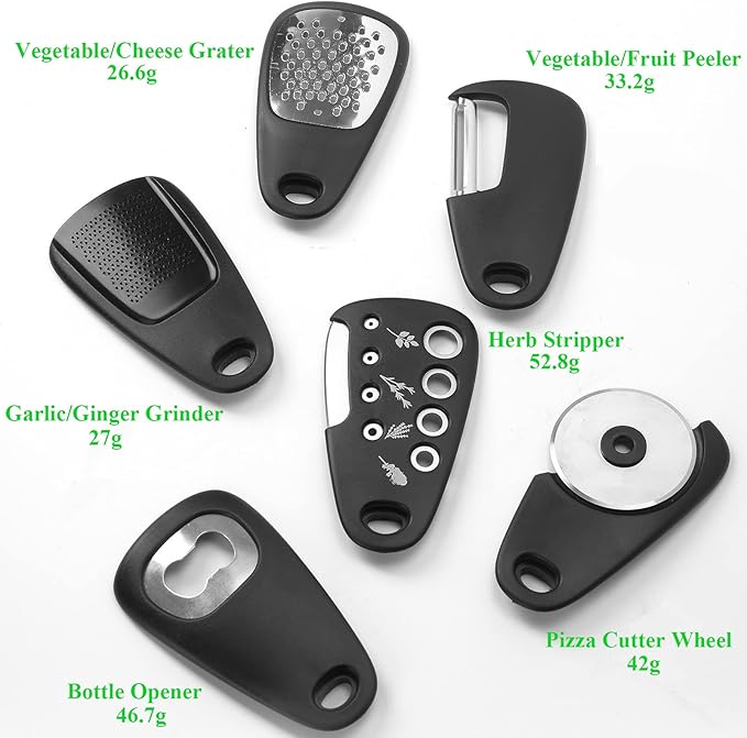 2 Pack Kitchen Gadgets Set 11 Pieces, Space Saving Cooking Tools Kitchen Accessories-Garlic Grinder, Cheese Grater, Vegetable Peeler, Pizza Cutter, Herb Stripper, Bottle Opener, Gadgets Gift Set