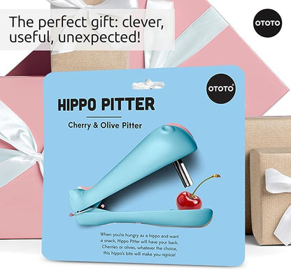 OTOTO Hippo Cherry and Olive Pitter - Unique Kitchen Gadgets, Cooking Gifts for Women, Kitchen Essentials, Kitchen Utensils, Cute Gifts, Kitchen Accessories, Gift for Kids