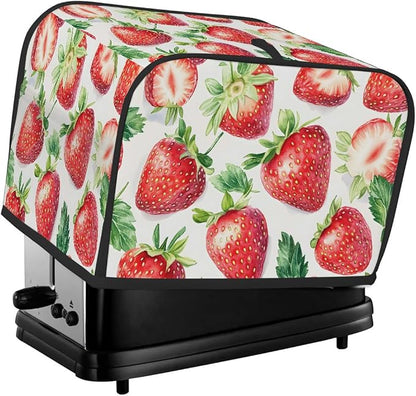 4 Slice Strawberry Fruit Red Toaster Cover Waterproof Dust Fingerprint Bread Machine Cover Washable Kitchen Appliance Protector For Home Kitchen Bakeware Table Decor Women Gifts