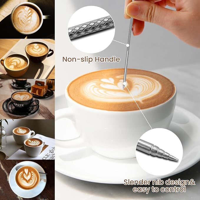 Milk Frothing Pitcher, Dailyart 12oz/350ml Milk Frother Cup 304 Stainless Steel Milk Steamer Cup with Scale, Espresso Machine Accessories, Milk Pitcher with Art Pen for Cappuccino Coffee Latte Art
