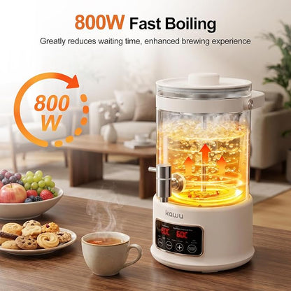Kawu Electric Kettle, 2.5L Glass Water Boiler with Infuser, 7-in-1 Electric Water Kettle Hot Water Dispenser, Temperature Control, 800W Tea Maker Machine Water Warmer for Home Office Kitchen