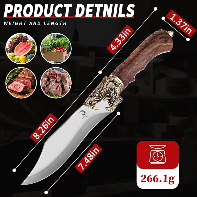 DRAGON RIOT Razor Sharp Chef Knife for Cooking, Hand Forged Meat Cutting Kitchen Knife with Sheath & Ergonomic Handle, Cooking Knife for Kitchen Home Gift Box