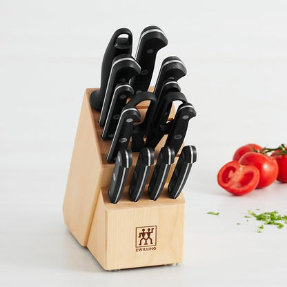 HENCKELS ZWILLING J.A. Henckels Zwilling gourmet 14-pc knife block set, 3.15 Pound, Black/Stainless Steel