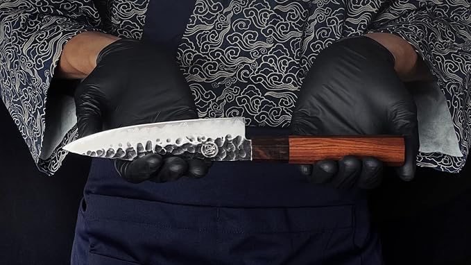 5.5 Inch Paring Knife Handmade Forged Pro Japanese Sharp AUS10 High Carbon 3-layer Vegetable Fruit Knife,Professional Kitchen Small Petty Knife (Rosewood Handle & Gift Box & Sheath)