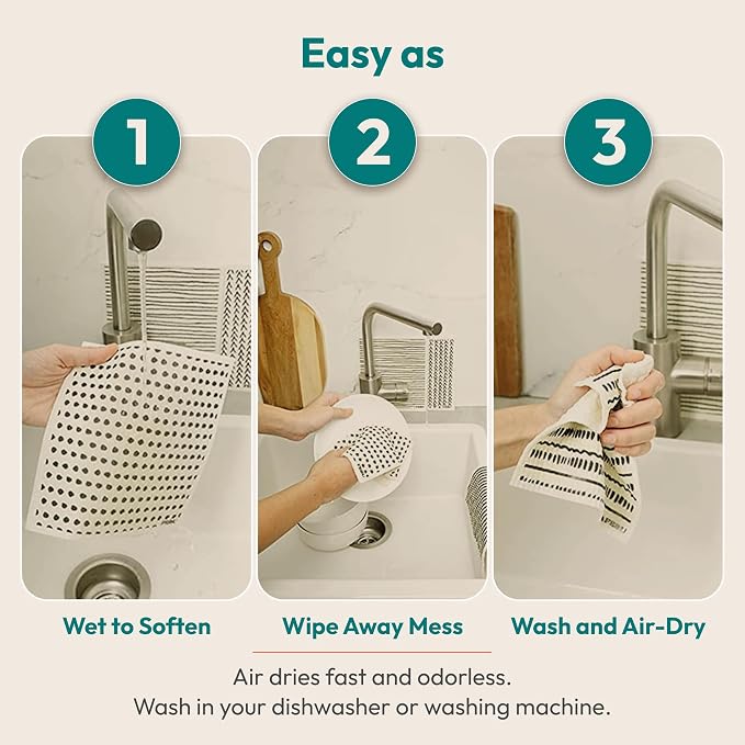 FEBU Swedish Dishcloths for Kitchen | 5 Pack Sunset Reusable Paper Towels Washable | Swedish Dish Towels | Non-Scratch Cellulose Sponge Cloths | No Odor, Biodegradable Cleaning Cloths