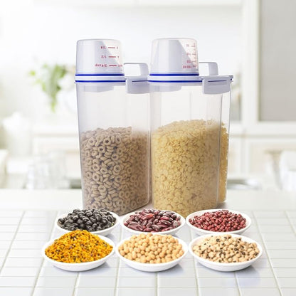 TBMax Rice Cereal Container Oatmeal Dispenser - 2 Pack Rice Storage Container with Measuring Cup + Easy Pouring Spout, Perfect for Flour Sugar Grain Nuts Kitchen Pantry Storage Organization