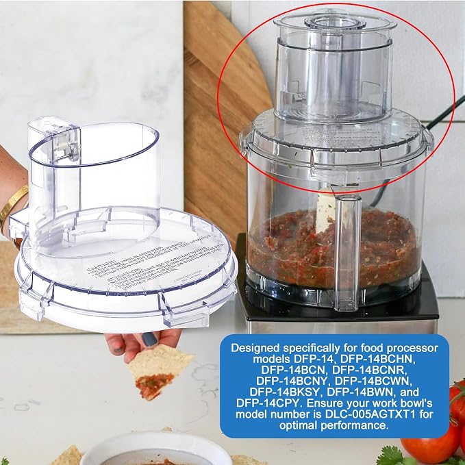 DFP-14 Food Processor Work Bowl Cover DFP-14NWBCT1 for Cuisinart Food Processor Replacement Parts Fits DLC-005AGTXT1 4 Locking Tabs