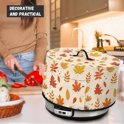 Autumn Leaves Slow Cooker Dust Cover Compatible with 6-8 qt Crock for Pot Small Kitchen Appliance Decor Dust Cover with A Top Handle and Pocket