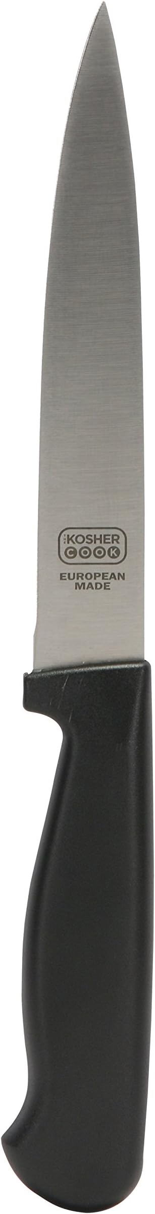 The Kosher Cook Black Kitchen Knife – 6” Steak and Vegetable Knife - Razor Sharp Pointed Tip, Straight Edge - Color Coded Kitchen Tools