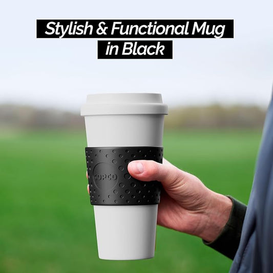 Copco Acadia 16oz Travel Mug - Double-Wall Insulated Tumbler, Non-Slip Sleeve & BPA-Free - Microwave & Dishwasher Safe, Reusable Plastic Coffee Mug for Office & Travel (Black)