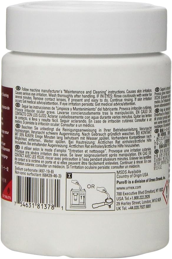 Urnex Puro Tablets Espresso Machine Detergent