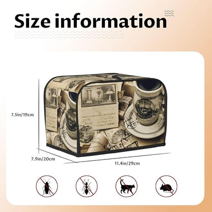 Vintage Coffee 2 Slice Toaster Cover Wide Slot Dustproof Bread Maker Cover Fingerprint Protection Kitchen Appliance Cover Toaster Bag