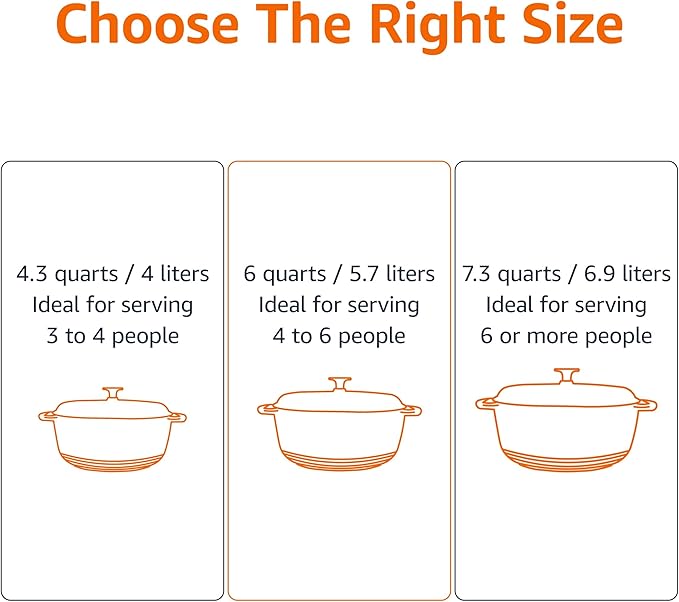 Amazon Basics Cast Iron Dutch Oven Pot with Lid, Enameled, Dual Handles, Heavy-Duty, Small, 4.3-Quart, Clay
