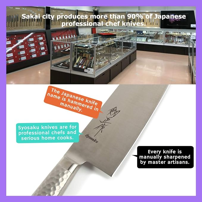 Japanese Multi Purpose Chef Knife INOX AUS-8A Stainless Steel Integrated Handle, Santoku 7-inch (180mm)