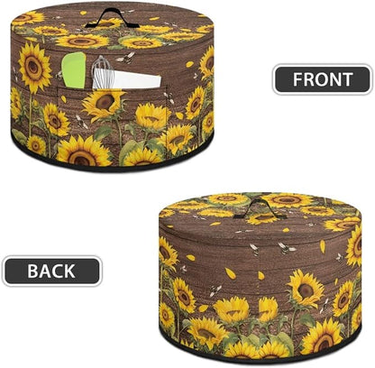 Sunflowers Bees Slow Cooker Cover for Pot Dust Cover Fits for Most 6-8 Quart Oval Slow Cooker Dustproof Small Appliance Accessories Wood - textured Background