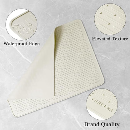 YUHFERA Stove Top Cover for Electric Stove - Silicone Stove Mat for Glass Top, Glass Cooktop Protector, XL Dish Drying Mats for Kitchen,Oven Covers for Electric Stove (Beige,28 x 20)
