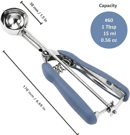 Cookie Scoop, 18/8 Stainless Steel Cookie Scooper, Cookie Scoops for Baking, 1 Tbsp/ 15 ml / 0.5 oz Cookie Dough Scoop, Cookie Scooper for Baking (#60 Midnight Blue)