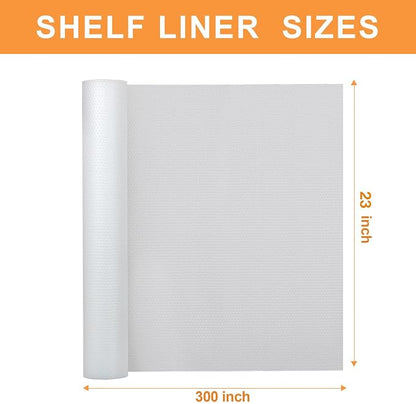 FLPMIX Clear Cabinet Shelf Liner: 23" x 300" Waterproof Kitchen Under Sink Mat - Easy to Cut Translucent Large Cupboard Drawer Liner for Pantry Shelves Bathroom