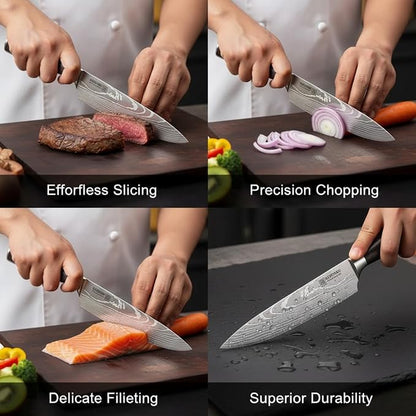 3 Piece Kitchen Knife Set, High Carbon Stainless Steel Professional Chef Knife Set with Ultra Sharp Blade, Sharp Knives Set with Ergonomic Pakkawood Handle