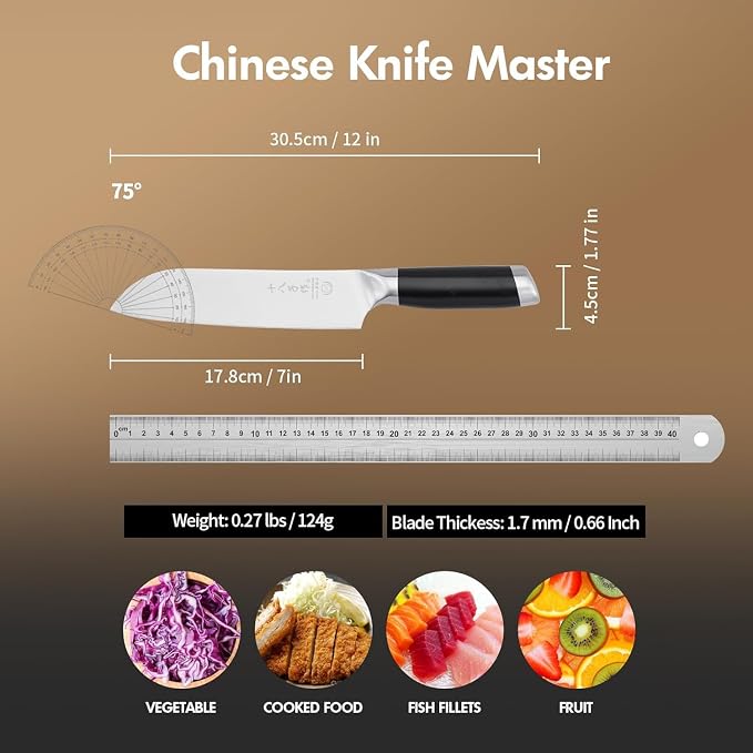 SHI BA ZI ZUO Meat Cleaver Set, 2 Pieces Professional Butcher Knife and Chef Knife Bone Chopper Perfect for Restaurants and Home Kitchen Use