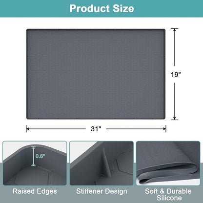 Under Sink Mats for Kitchen Waterproof 31" x 19", Silicone Under Kitchen Sink Mat for Bottom of Sink, Under The Sink Organizer for Kitchen and Bathroom Gray
