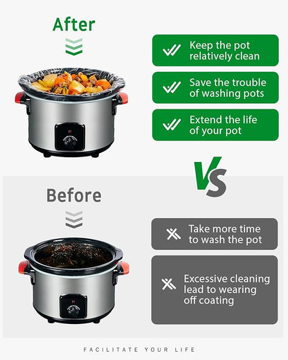 Syntus Slow Cooker Liners, 30 Count Cooking Bags Large Size Disposable Pot Liners Plastic Bags, Fit 1.5QT to 2QT for Slow Cooker Cooking Trays, 10"x 13", 30 Liners