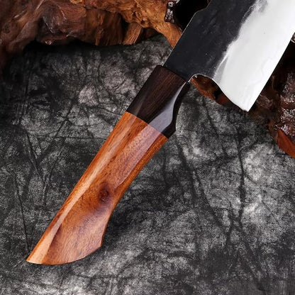 XITUO Hand-Forged Triple-Layered High Carbon Steel Knife – Professional Kitchen Knives with Ebony Sandalwood Handle, Ultra Sharp for Home Chefs (Chef Knife B)