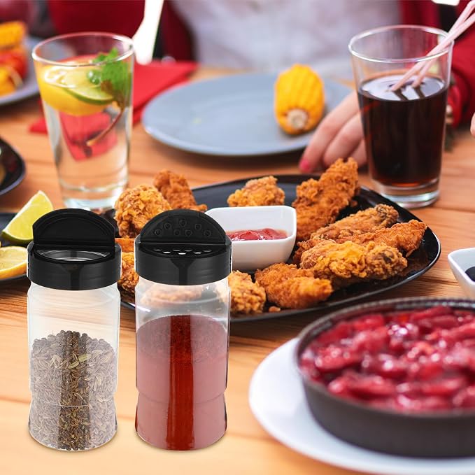 Mimorou 30 Pack 10.1 oz Plastic Spice Jars with Shaker Lids Clear Seasoning Containers Bottles for Kitchen Storing Spice Herbs Seasoning Powders