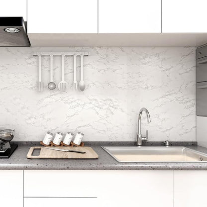 practicalWs Peel and Stick Marble Wallpaper 15.7'' x 236.2'' Marble Contact Paper for Cabinets and Drawers, White Gray Granite Self Adhesive Removable Kitchen Backsplash Vinyl Roll Wall Paper