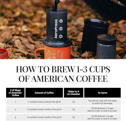 AeroPress Go, Extra Small Portable Coffee Maker Kit, Travel, Hiking & Camping, All-in-One French Press, Pour-Over & Espresso Style Manual Brewer, 2 Min Brew Makes a Less Bitter, More Flavorful Cup