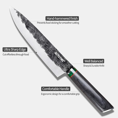 8 inch Japanese Gyuto Chef Knife，HC Steel Home Essentials Sharp Kitchen knife，Professional Hand Forged Cooking Knife，Knives for cooking and chopping，Gifts for chef，Gifts for Mom/Dad