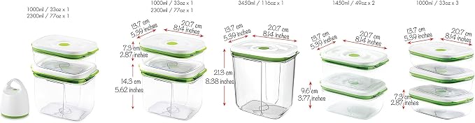 FOSA Vacuum Seal Containers (2-Pack, 49oz) – Airtight Food Storage Containers for Freshness | BPA-Free, Dishwasher Safe | Ideal for Meal Prep, Leftovers, Dry Goods (Pump Sold Separately)