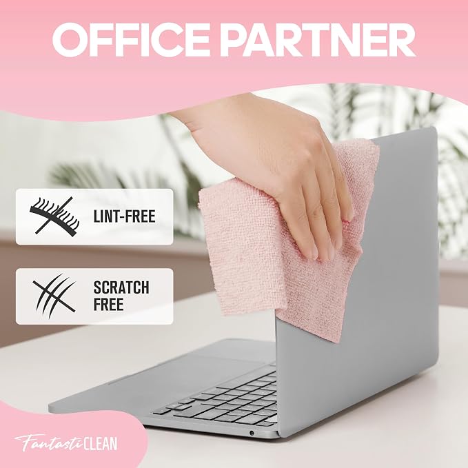 Fantasticlean Microfiber Cleaning Cloth Roll 2 Rolls 120 Pack, Tear Away Paperless Towels, 8" x 8", Reusable Washable Rags, House Kitchen, Pet, Office, Indoor Outdoor, Portable (Pink and Light-Purple)