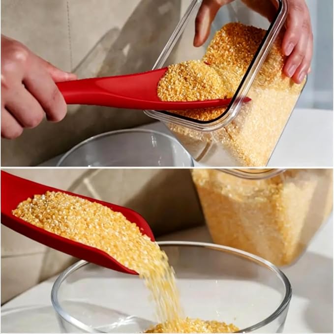 Cooking Spoon for Nonstick Cookwares,Cedar and Ash Spoon, Multifunction Spatula Cooking Spoon, Perfect Silicone Spoon for Mixing, Scoop, and Scrape(RED)